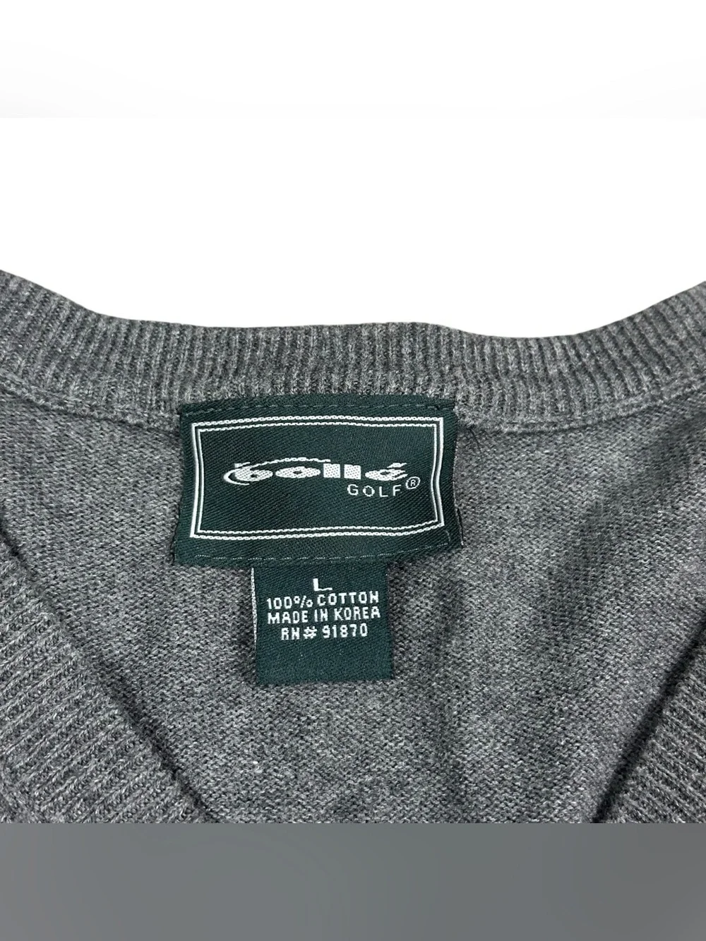 Bollé Golf Men’s Large Gray Cable Knit Sweater Vest V-Neck 100% Cotton